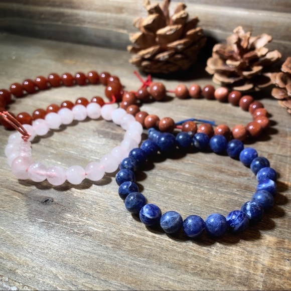 Set of 4 Earthtone Natural Stone Bracelets - Picture 3 of 3